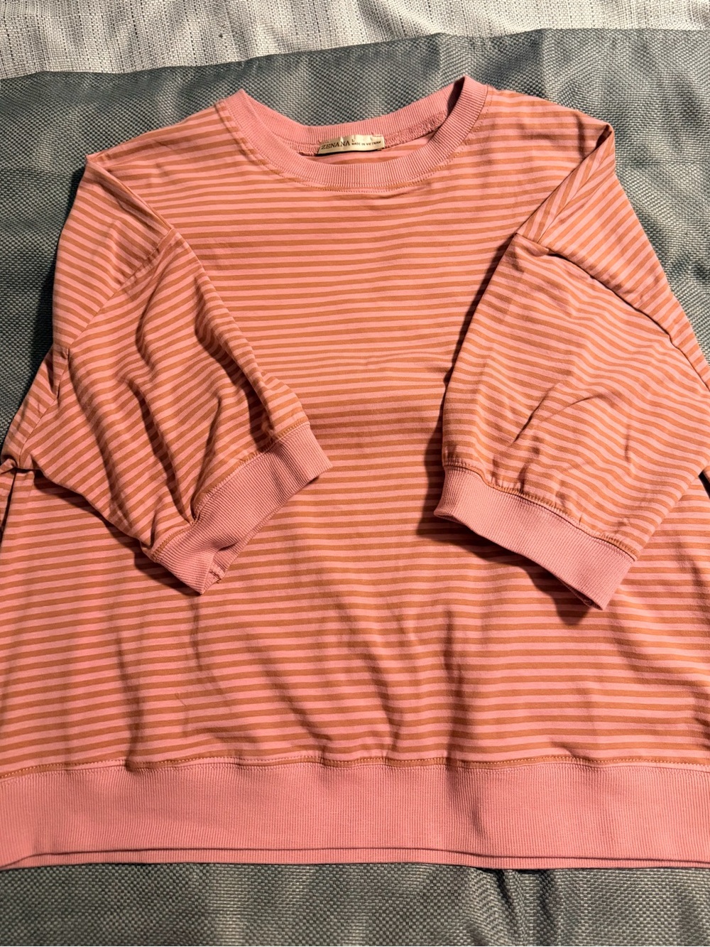 Zenana Outfitters dusty rose & mahogany  Striped Short-Sleeve tee